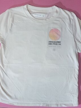abercrombie kids White Short Sleeve Tee with Pastel Gradient Sun